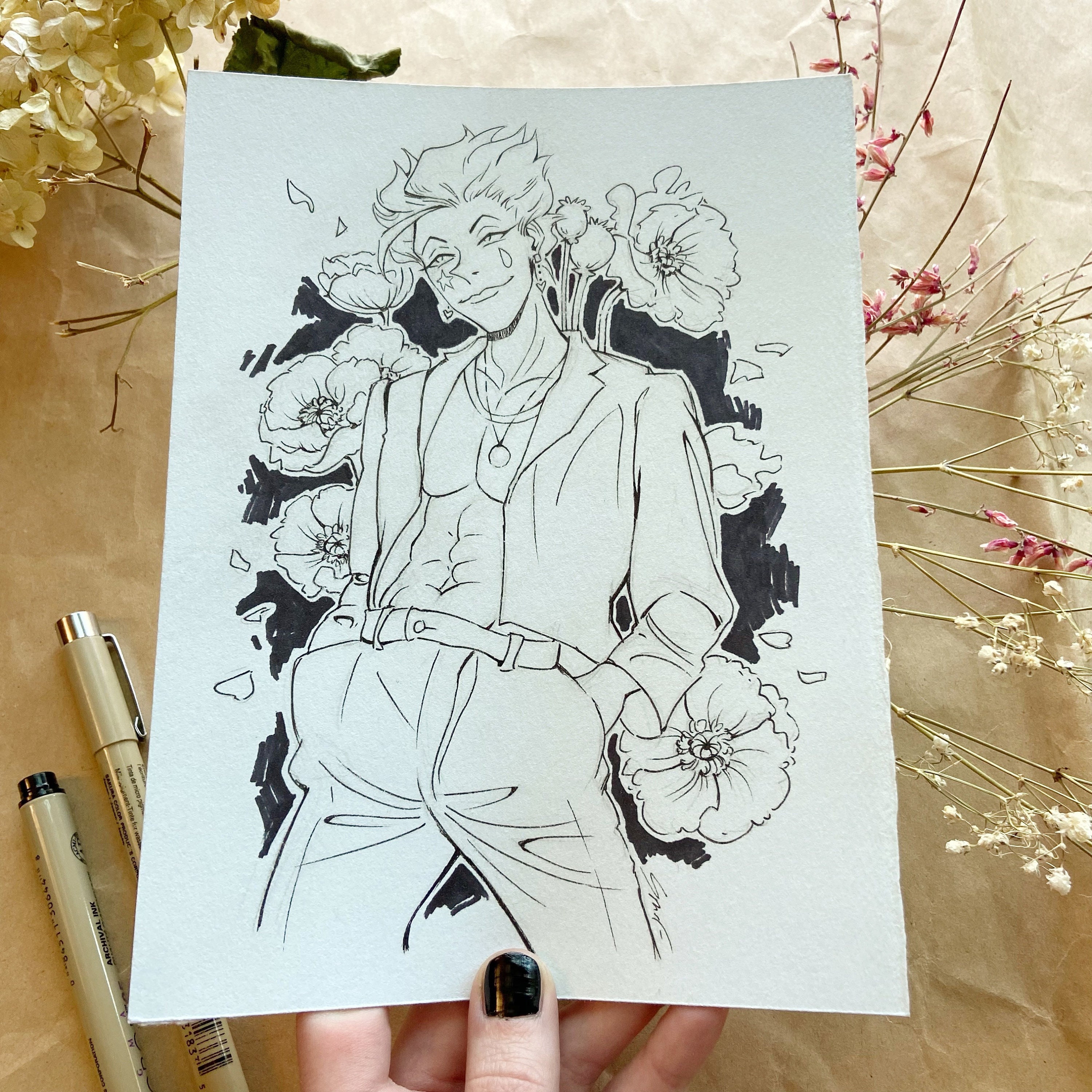 ORIGINAL ART Clown Prince With Flowers photo