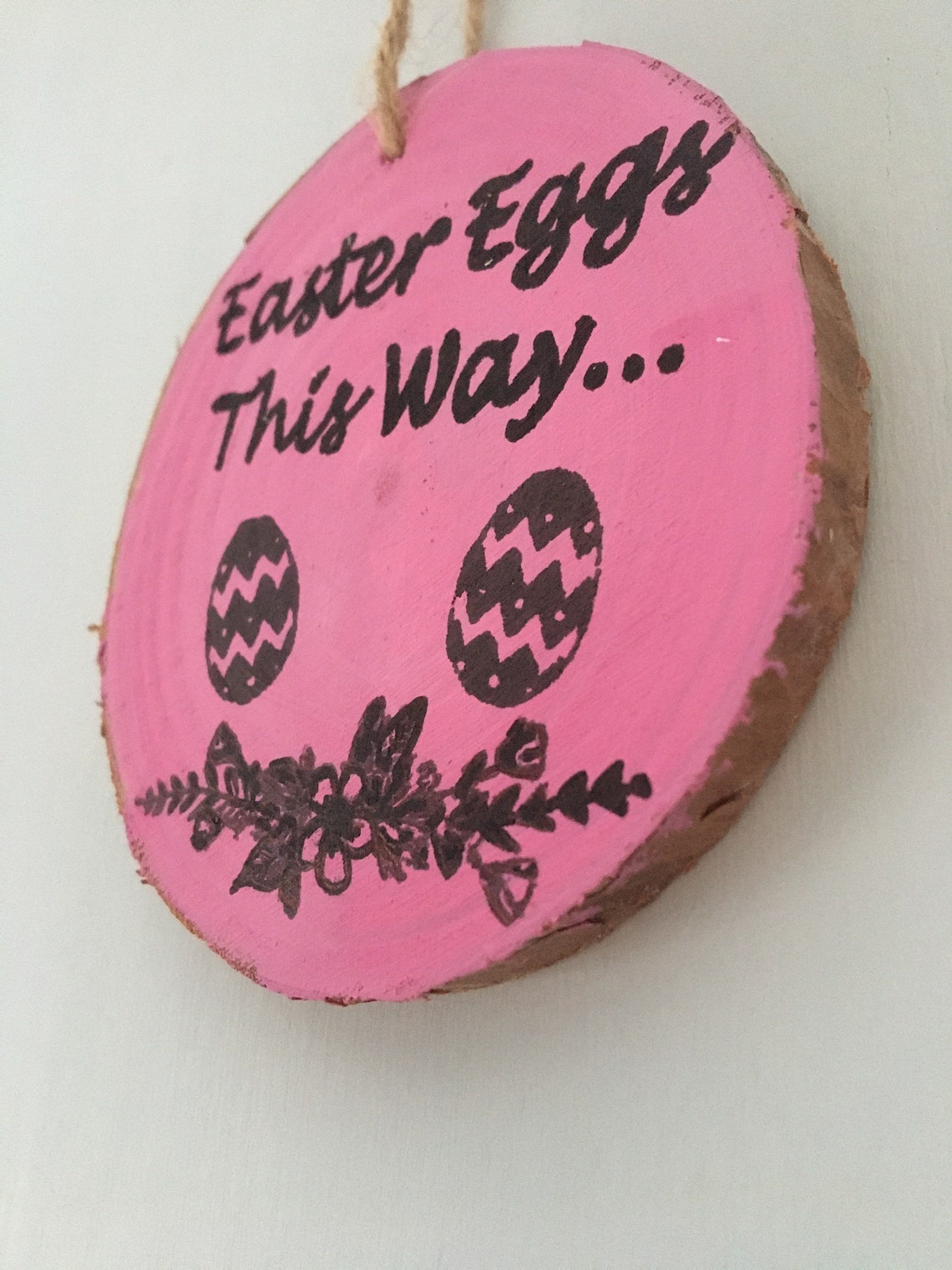 Easter Egg Hunt Sign. Easter eggs this way sign. Wooden slice Etsy