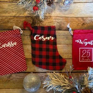 Personalized Christmas bags, Party favor bags, Holiday Party gift bag for guests, Small Christmas drawstring bags,