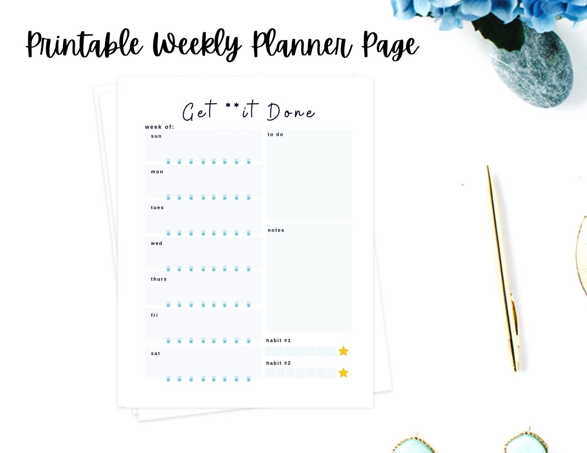 Get it Done Weekly Planner Printable, US Letter, A4, A5, Weekly Agenda ...