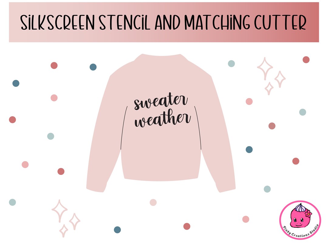 Sweater Cookie Cutter Set Sweater Weather Script Stencil and Etsy