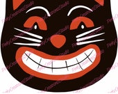 Vintage Halloween Black Cat SVG - Vintage Halloween - Retro Black Cat SVG - png - jpg - pdf - dxf - Halloween Clipart