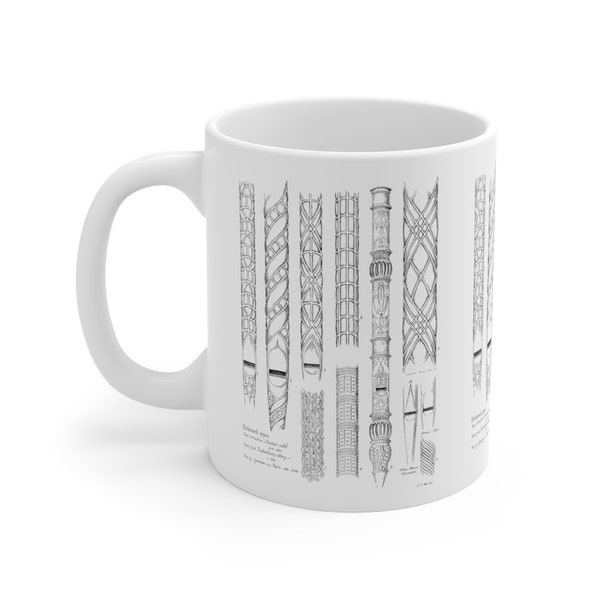 Historic Organ Pipes Illustration Mug 11Oz /15oz White Coffee Cup With Handle