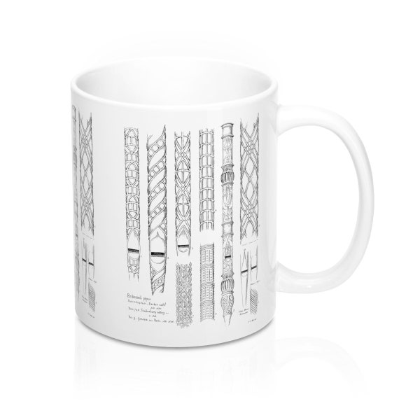 UK/EU Customers: Historic Organ Pipes Illustration Mug 11Oz White Coffee Cup With Handle,  Ships from CZ