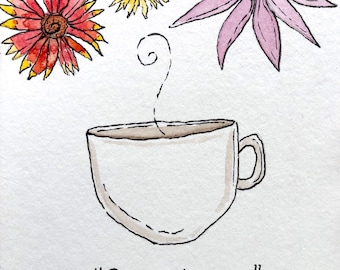Be Strong Coffee Watercolor Print