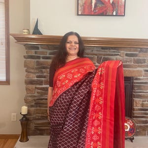 Pure silk handwoven twill ikkat saree