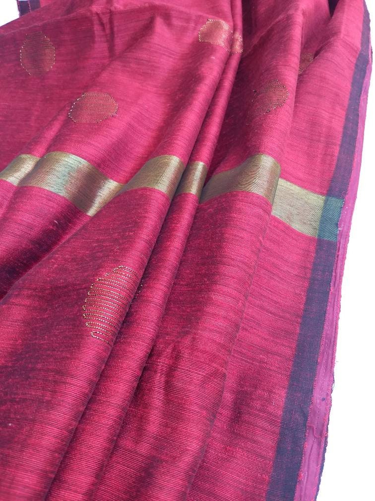 Pure Matka Silk Maroon Saree - Etsy