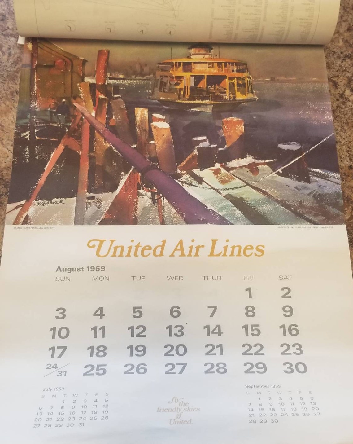 Vintage United Airlines 1969 Calendar Etsy
