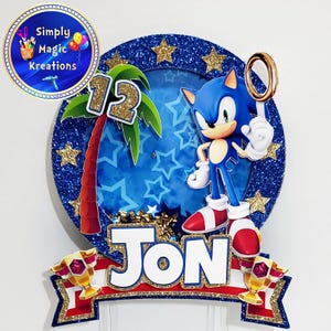 Sonic Cake Topper  | Birthday Cake Topper | Shaker Cake Topper | 3D Cake Topper