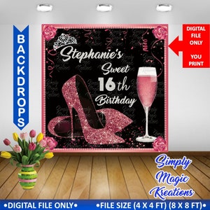 Fondo de tacones altos para dulce 16.º cumpleaños / Fondo de cumpleaños / Fondo para mujeres / Dulce 16 / Fondo de tacones altos / Solo archivo digital