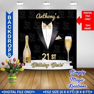 Men&#39;s Tuxedo Birthday Backdrop | Men&#39;s Tuxedo | Men&#39;s Backdrop | Adult Backdrop | Birthday Backdrop | Digital File Only
