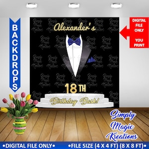 Gentlemen&#39;s Tuxedo Birthday Backdrop - Digital File Only