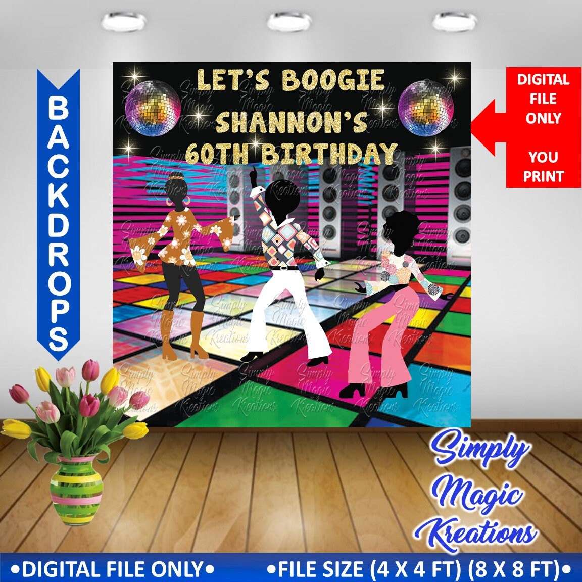 Let’s Boogie Birthday Backdrop Digital File Only - Etsy