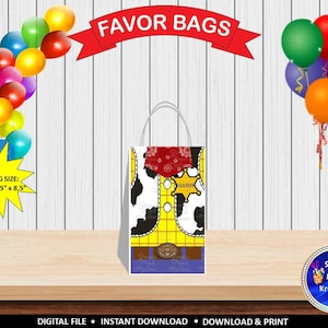 Cowboy Sheriff Woody Favor Bag Fronts