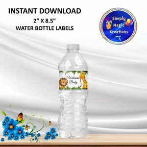 Safari Animals | Baby Shower | Baby Boy | Baby Girl |Water Bottle Labels | Instant Download | Digital File Only