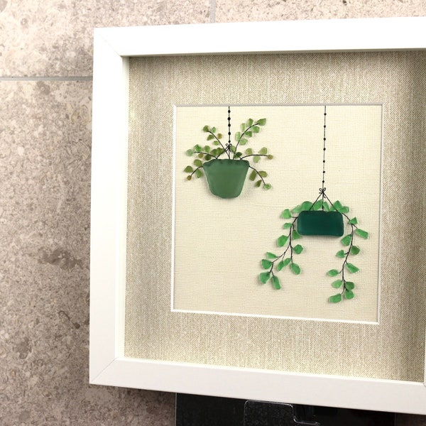 Seaglass Framed Art: Hanging Plants
