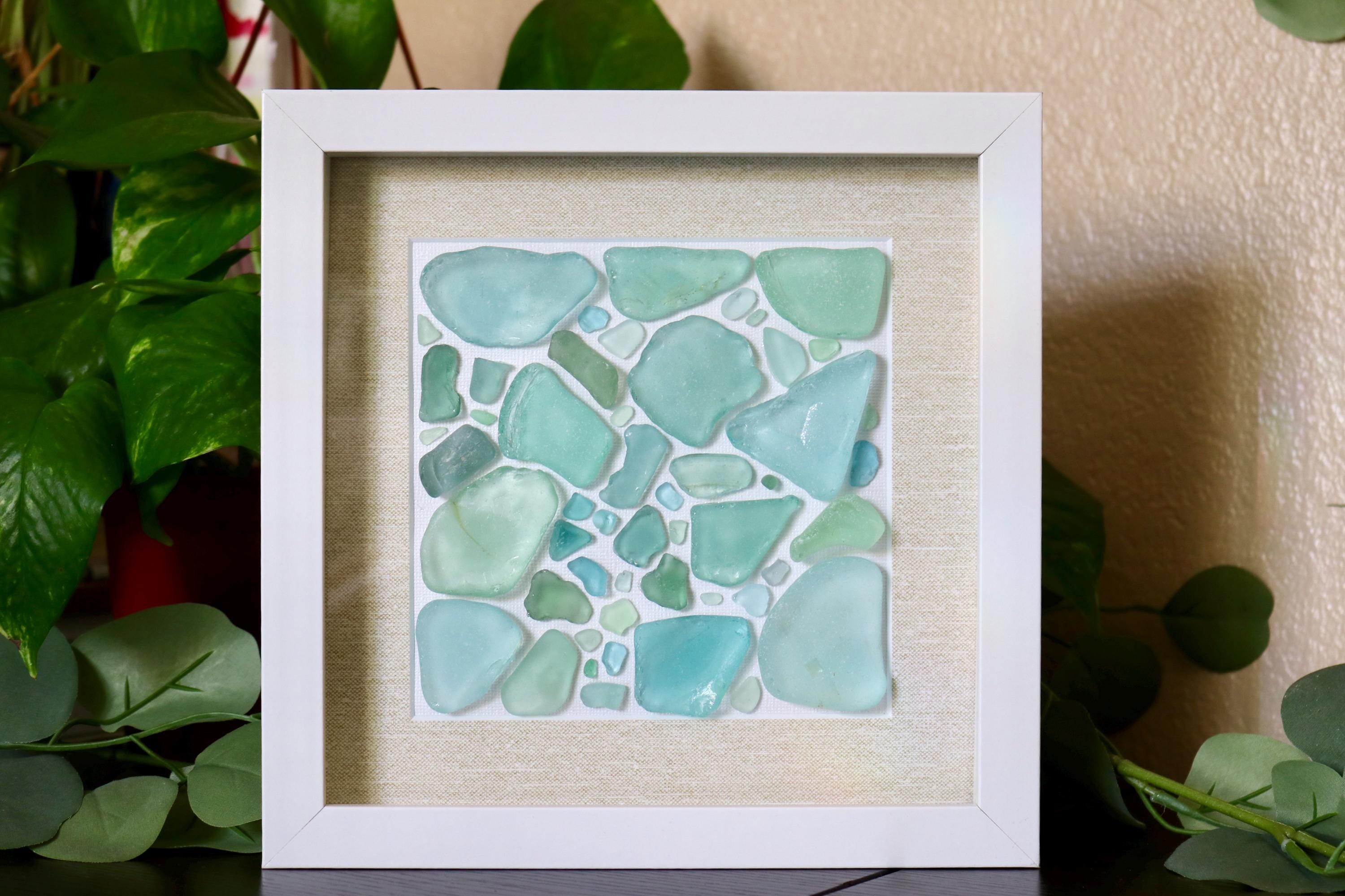 Seaglass Framed Art: Seafoam Mosaic