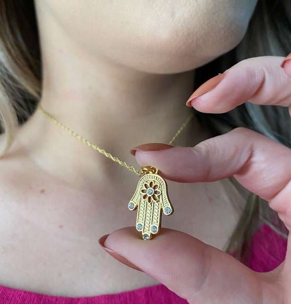 18K Gold Filled Hamsa ,Fatima Hand necklace 16