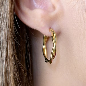 Intertwined Hoops Earrings •  Hoops Earrings • Gold hoop earrings • 18K Gold Fill Earrings • Twisted Hoop Earrings • Unique Earrings