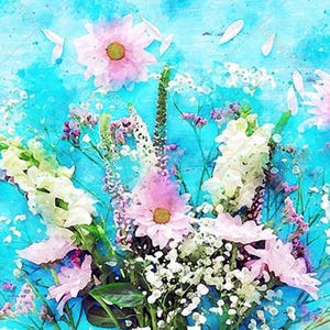 Disegni su carta, schizzi ad acquerello, fiori blu, formato A2-16,5"x23,4", carta di riso per decoupage, tecniche miste, mobili, arte murale, decorazioni, fiori, fai da te,