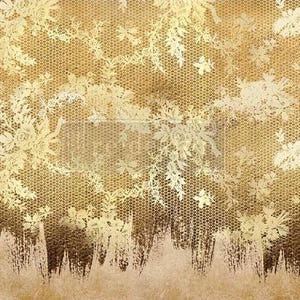 Gilded Lace, Re-Design, Decoupage,A1 Sheet, 23.4″X33.1″, Fiber Paper, Rustic, Weathered,Mixed Media, Furniture, Home Decor, Large items