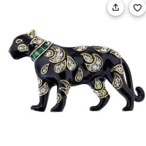 Heidi Daus Precious Panther Enamel & Crystal Pin