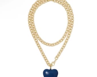 Roxanne Assoulin The Big Puffy Heart Charm Necklace - Navy