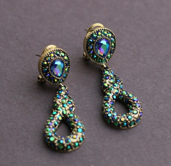 Heidi Daus “sleek and Sophisticated” Crystal Earring - Etsy Heidi Daus Elegant Multicolor Stone Earrings main image 0