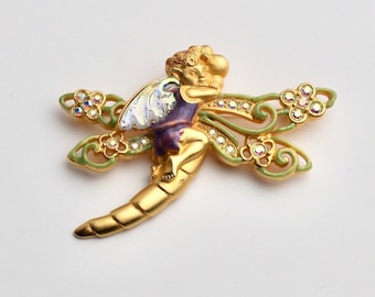 Rare Vintage Kirks folly woodland brooch gold plated/tone