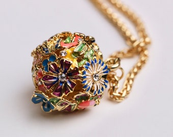 KJL Kenneth Jay Lane secret garden flower ball pendent necklace