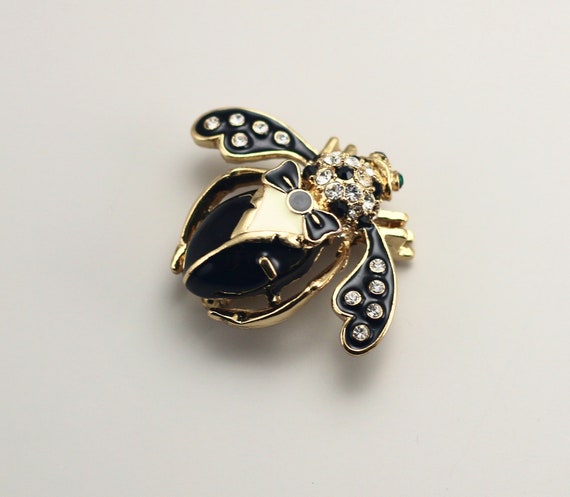 Joan Rivers Tuxedo Bee Pin - image 1