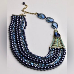 Heidi Daus Brass Ox Plated Beaded Crystal Multi-Layer Necklace