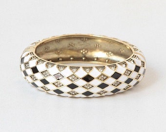 Heidi Daus "Oh So Sophisticated" Enamel and Crystal Bangle Bracelet