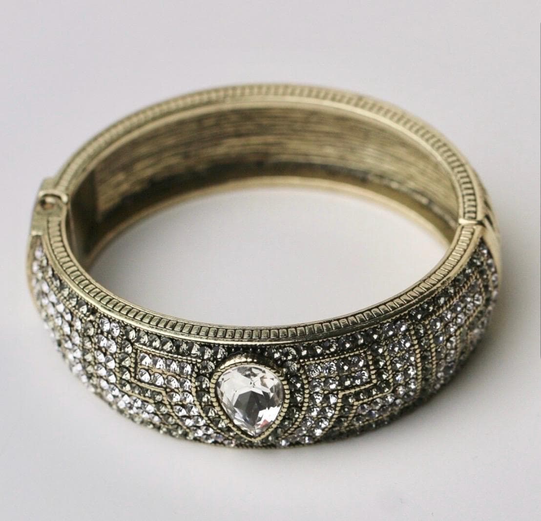 Bracelet Jonc Heidi Daus - Cristaux Multicolores & Bronze - Style Bollywood