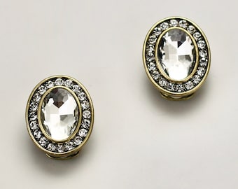Heidi daus "worth waiting for" button crystal clip earrings