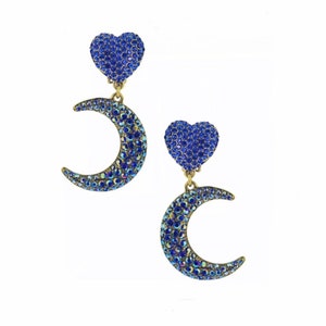 Heidi Daus “To The Moon And Back” Crystal Moon Drop Earrings