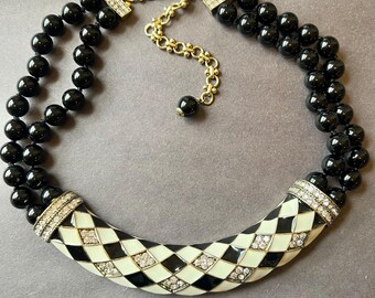 Heidi Daus "Oh so sophisticated" Enamel and Crystal Beaded Necklace