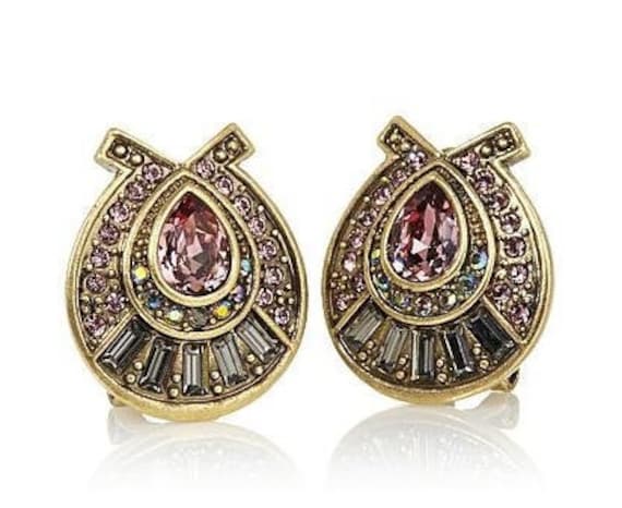 Heidi Daus "Off to the Races" Crystal Button Earr… - image 1