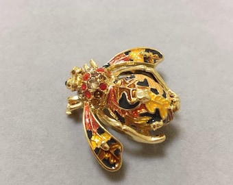 Joan Rivers Classics Four Seasons Fall Gold Plated Colors Enamel and Swarovski Rhinestones BEE Brooch