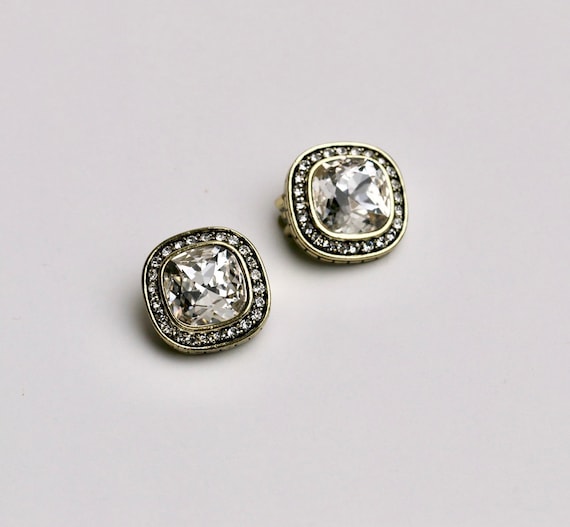 Heidi Daus Etoile Elegance Clear Petite Button earrings