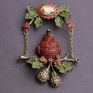 HEIDI DAUS “First Day of Christmas” Crystal Bird Pin Brooch