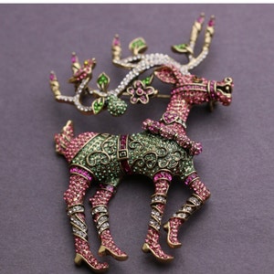 Heidi Daus &quot;Dazzling Dancer&quot; Pave Crystal and Enamel Reindeer Pin, Brooch