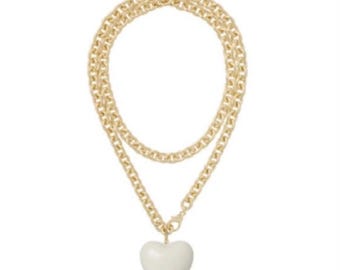 Roxanne Assoulin The Big Puffy Heart Charm Necklace - Cream