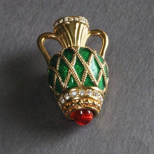 Vintage Joan Rivers Enamel Vase Brooch