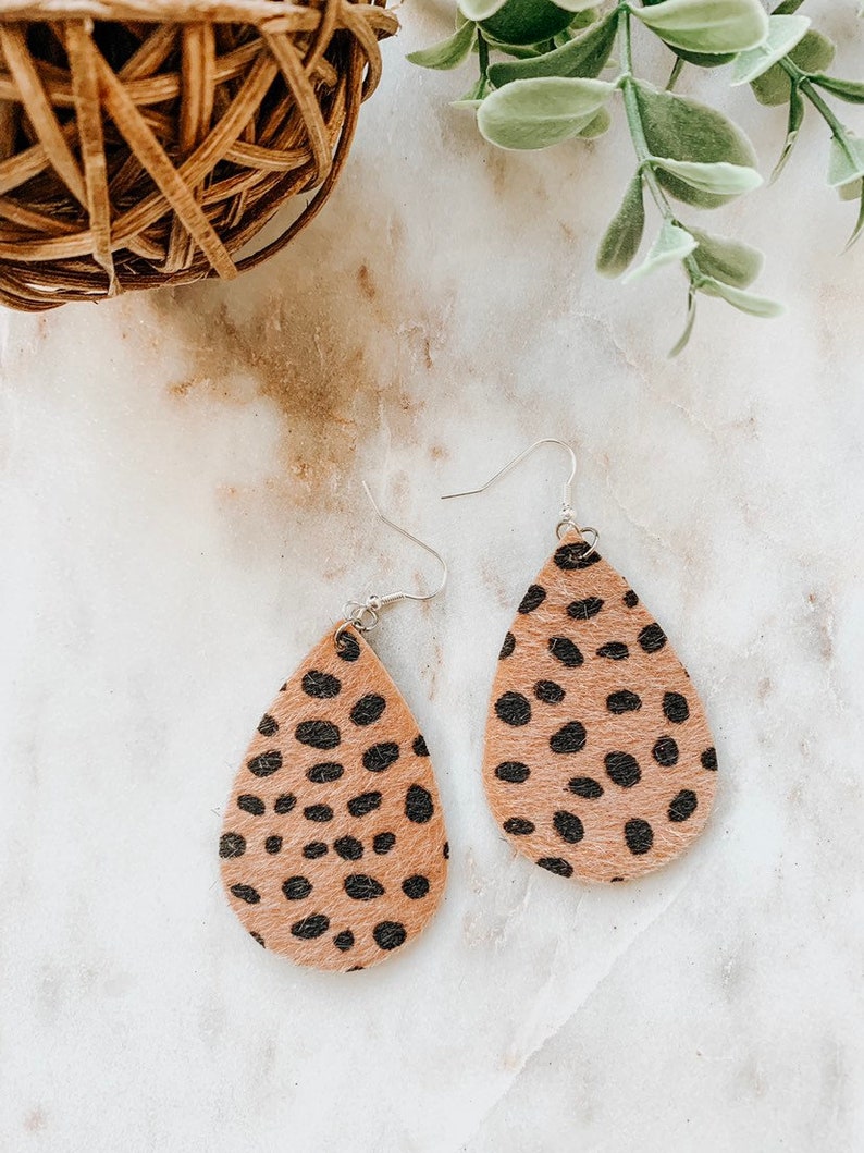 Leopard Earrings / Fuzzy Earrings / Statement Earrings / Etsy