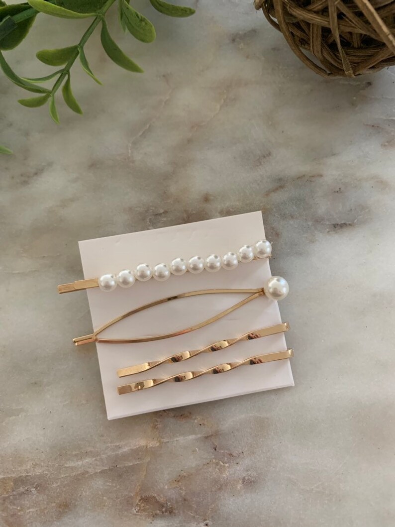 Decorative Bobby Pins / Hair Clips / Gold Hair Clips / Pearl Etsy
