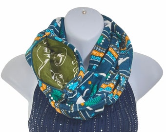 Holiday RAWR - Cotton Flannel Infinity Scarf with a Hidden Zipper Pocket