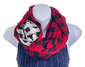 Buffalo Plaid - Infinity Scarf With Hidden Zipper Pocket