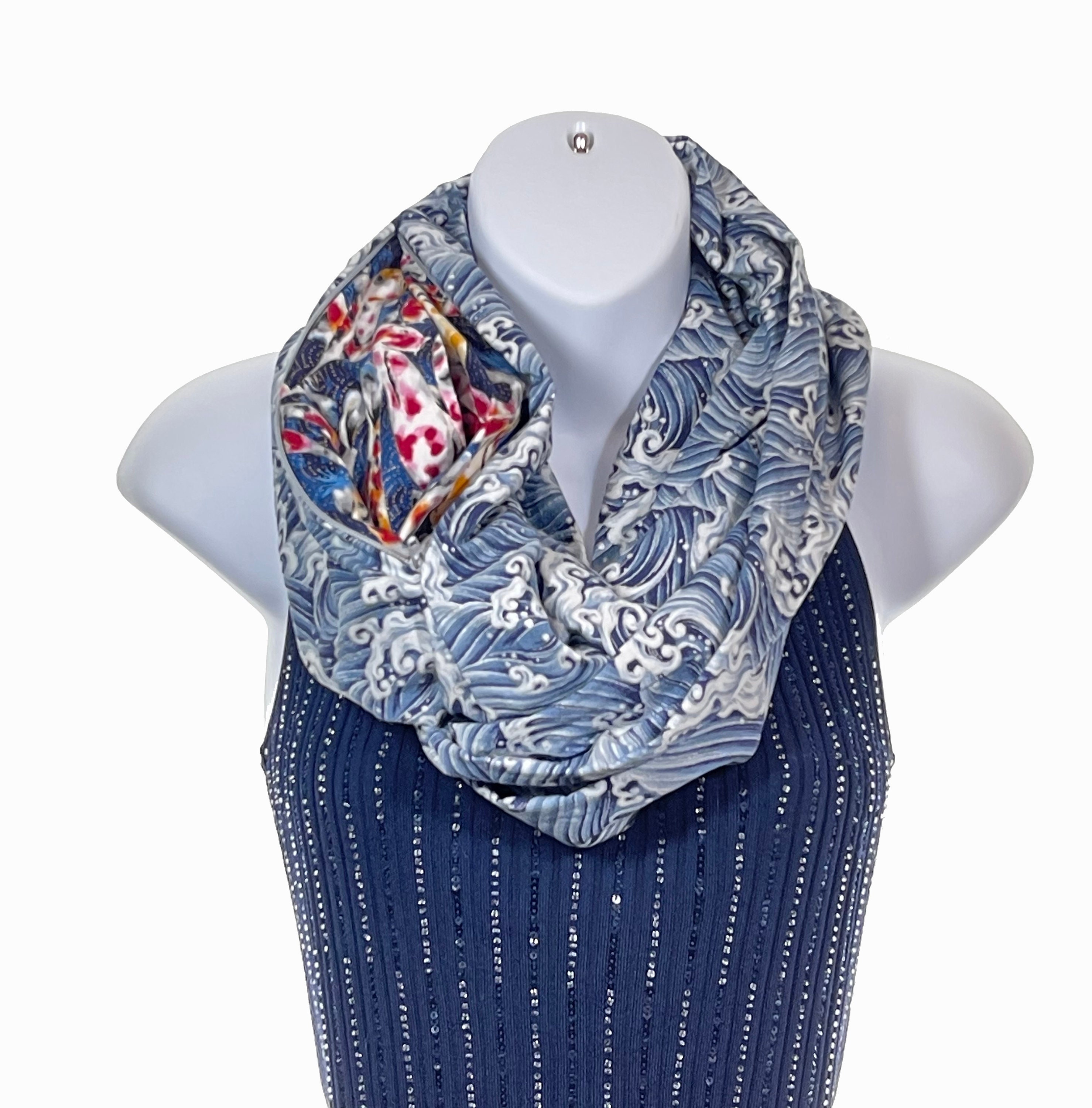 Big Wave - Lightweight Cotton Infinity Scarf With Hidden Zippered