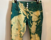 Acid Washed Jeans , two tone green pants